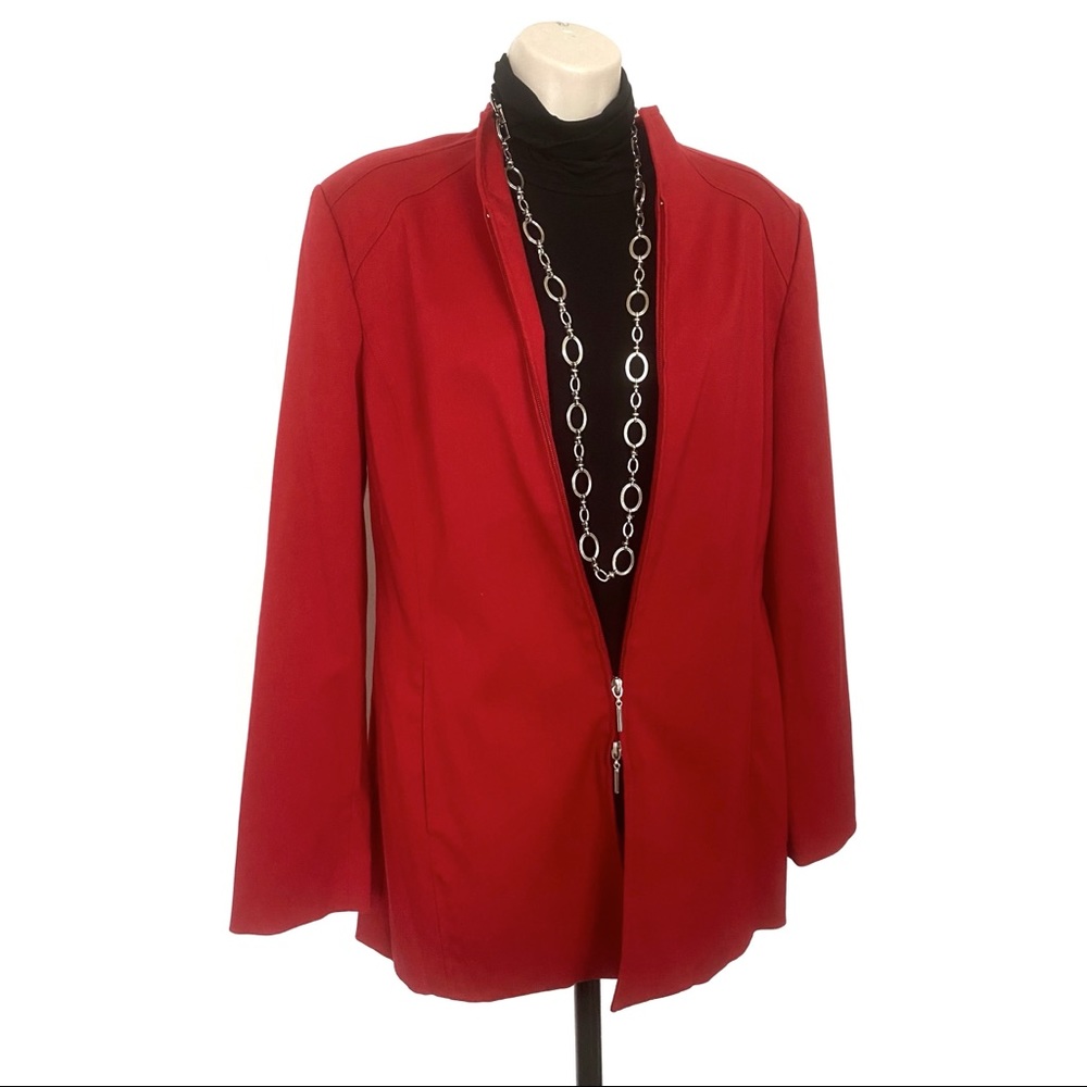 Spiegel Women's Structued Red Blazer Zip Up Sz. 8